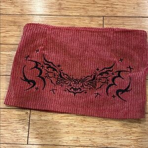 Y2K Red Corduroy Micro Mini Skirt with Black Design Whimsygoth